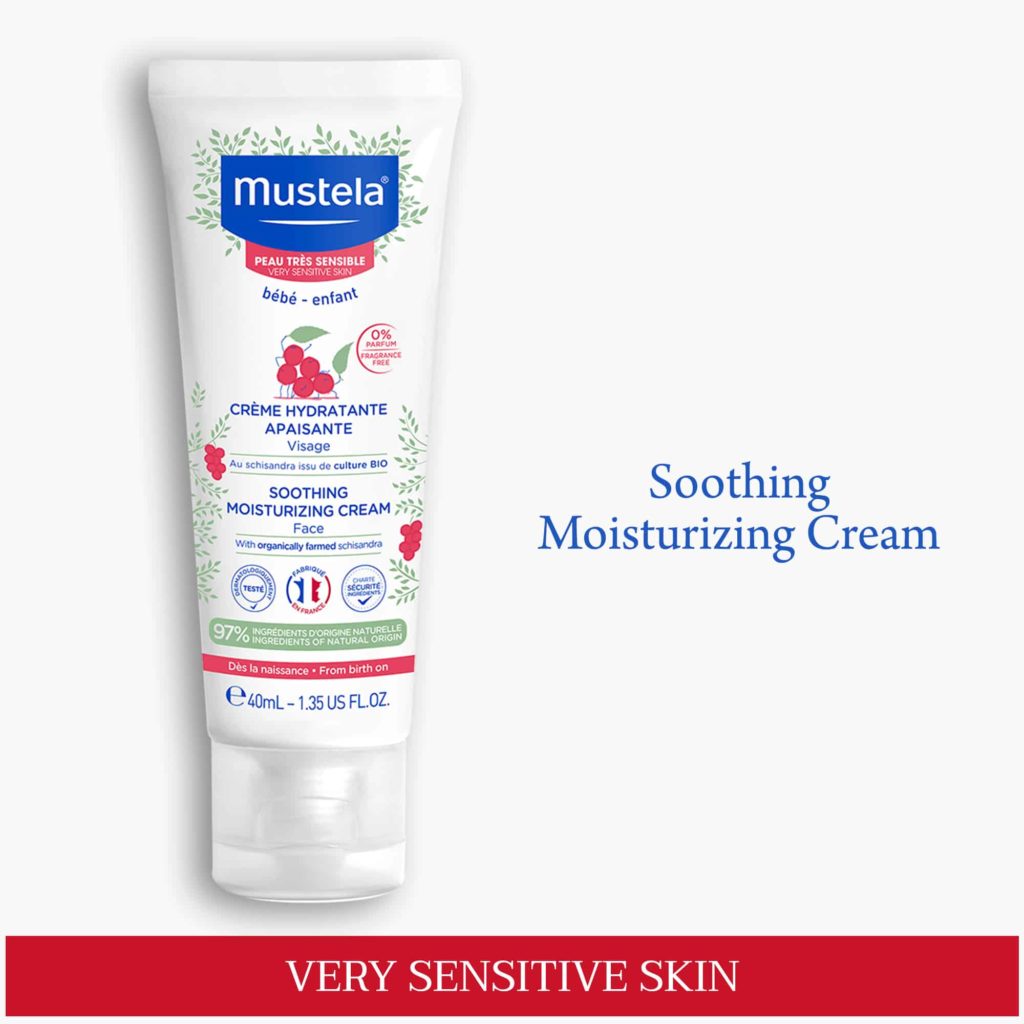  Mustela Baby Soothing Moisturizing Cream - Face Moisturizer for  Very Sensitive Skin - with Natural Avocado & Schizandra Berry -  Fragrance-Free - 1.35 fl. oz. : Baby